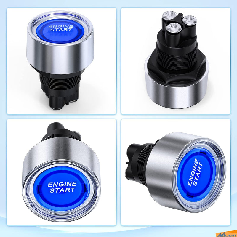 [Australia - AusPower] - GUUZI Start Motor Button Car DC 12 V/50 A Car Start Motor Button Light Button Start Ignition Push Button for Racing, On/Off Momentary Button (Blue) blue 