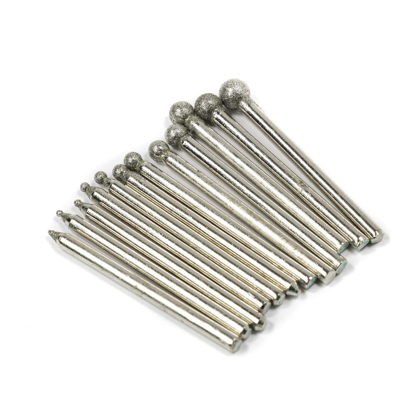 [Australia - AusPower] - 12pc Universal Diamond Burr Bit Set 1/8" Shank for Rotary Tool 150 Grit 