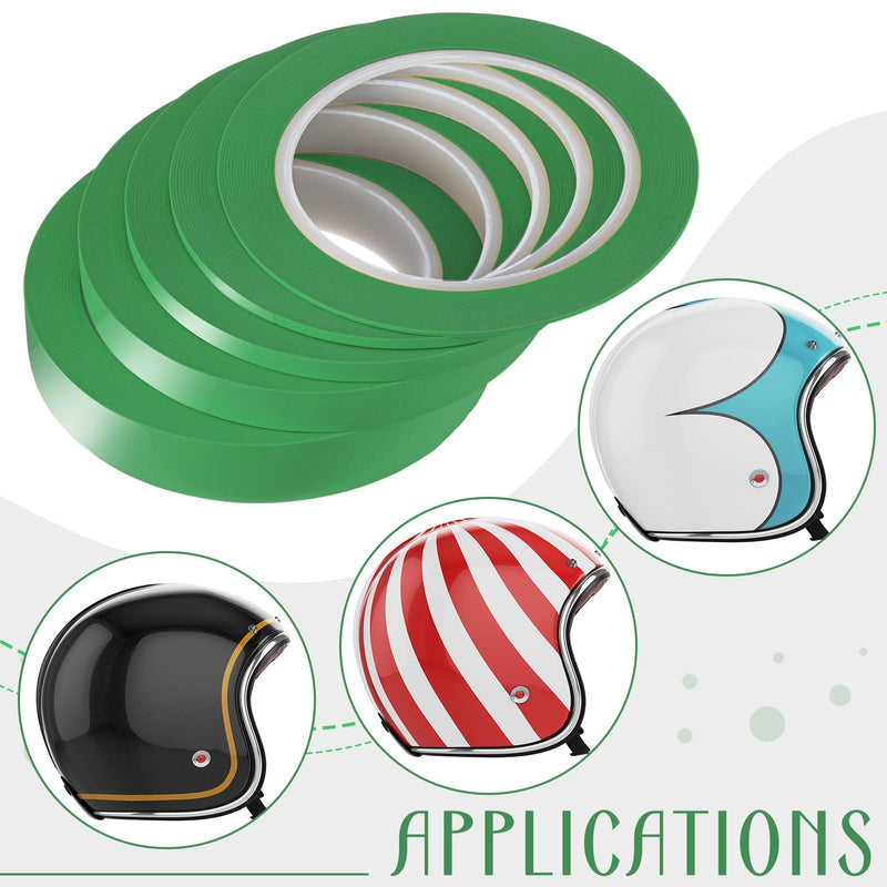 Xuniea 5 Rolls of Vinyl Tape Masking Tape Automotive Car Auto Paint for Curves, High Temperature Vinyl Low Tack(1/16 Inch, 1/8 Inch, 1/4 Inch, 1/2 Inch, 3/4 Inch,Green) Green 1/16, 1/8,1/4, 1/2, 3/4 Inch