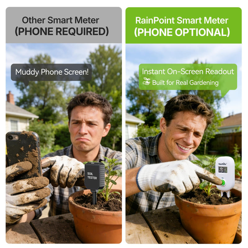 [Australia - AusPower] - RAINPOINT Smart Digital Wireless Plant Moisture Meter Houseplants Indoor WiFi Hub Kit with Low/High Moisture Alert,Real-time Monitor Hygrometer Sensor Outdoor Gardening Push Notification&Email Sensor + Hub 
