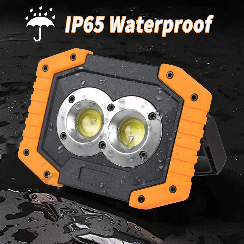 [Australia - AusPower] - OTYTY LED Work Light 2-Pack, 30W 1500LM Portable Rechargeable Flood Lights with Magnetic Base, 4200mAh Battery for Outdoor, Camping, Hiking, Emergency, Car Repairing, Job Site Lighting (W839 Yellow) W839-Y 