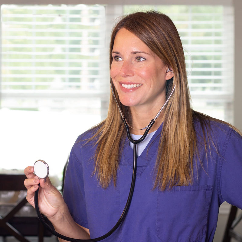 MABIS Spectrum Series Lightweight Nurse Stethoscope, Black, 30 Inch Pack of 1