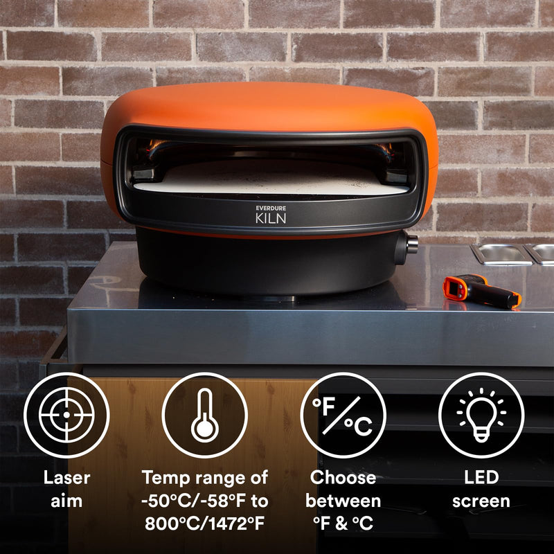 [Australia - AusPower] - Everdure Infrared Temperature Gun for Pizza Ovens - Instant Read IR Digital Laser Thermometer - Celsius and Fahrenheit, Non-Contact, LED, Battery Powered Outdoor Kitchen and Pizza Oven Accessory 
