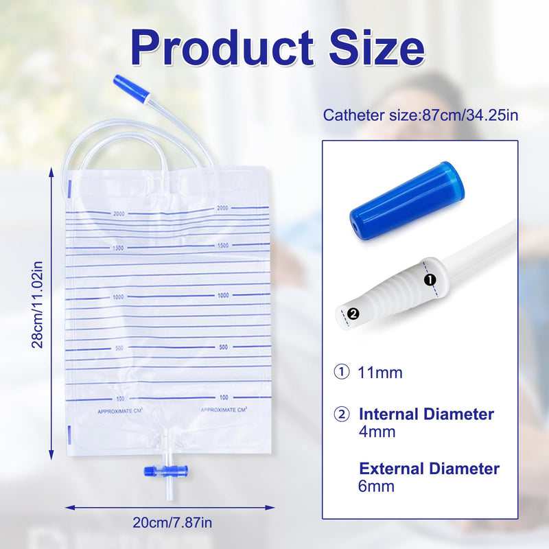 Pack of 10 Urinal Condoms for Men (35 mm), External Self Seal, Rubber Catheter, Urine Bag 2000 ml, Hypoallergenic, Secure Connection, Suitable for Urinary Incontinence