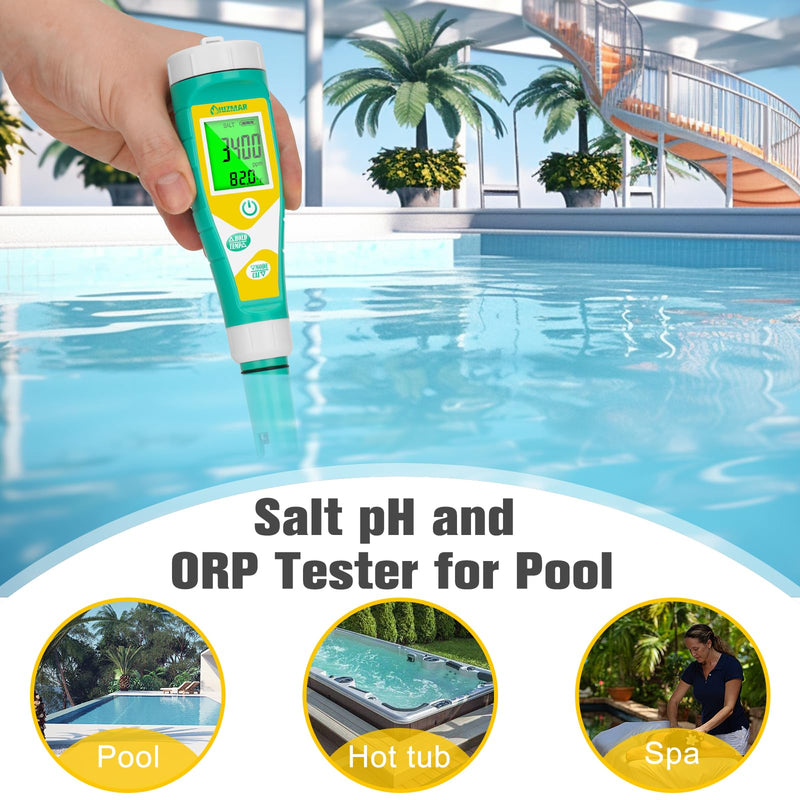 [Australia - AusPower] - UIUZMAR Pool Salt pH Tester Upgrade pH and ORP Meter Accurate Consistent Pool Water for pH, Salinity, ORP, TDS, EC, Temp Tester pH PPM and EC Tester for Hydroponics, Aquariums, Pool, Spa 6 in 1 Meter 