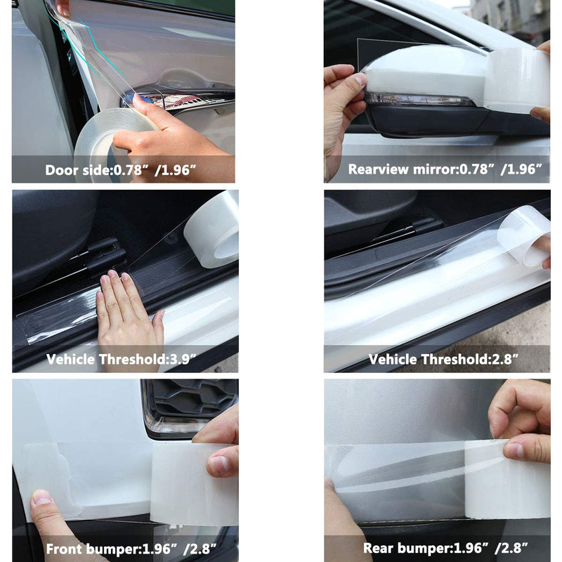 MYFAMIREA Anti-Scratch Anti-Collision Adhesive Strip Car Door Edge Guard Protector Strip Car Door Scuff Plate Protectors Transparent Invisible Tape for Rear Bumper/Door(33Ft x 2In) 33Ft x 2In