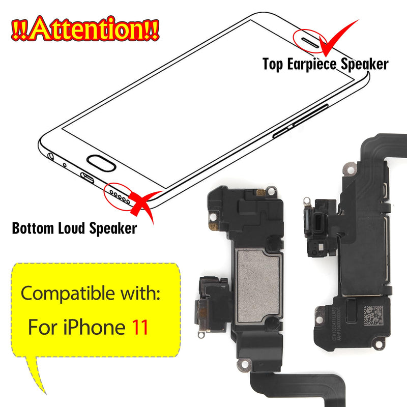 [Australia - AusPower] - YWLRONG Earpiece Speaker for iPhone 11 Ear Speaker Replacement for iPhone 11 Speaker Replacement Light Proximity Sensor Flex Cable Earphone Speaker Assembly with Repair Tools Black-11 