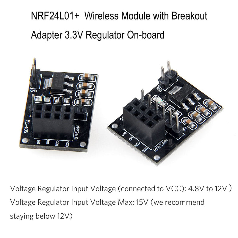[Australia - AusPower] - MakerFocus 3pcs nRF24L01+PA+LNA Wireless Transceiver RF Transceiver Module 2.4G 1100m with Antenna and 3pcs NRF24L01+ Breakout Adapter with 3.3V Regulator on-Board for Arduino 