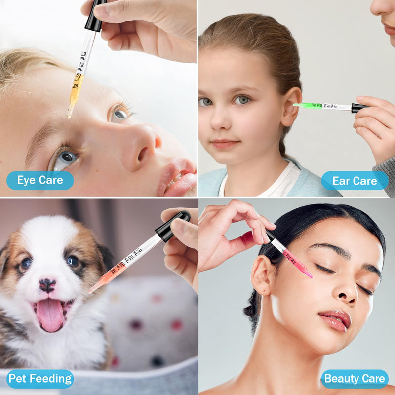 [Australia - AusPower] - Herain Dropper Pipette-10 Pcs, 1ml Glass Eye Dropper for Medicine, Essential Oil, Crafts, Skincare, Scientific Experiments, Measuring and Transferring a Variety of Liquids Small Rubber Bulb-10pcs 