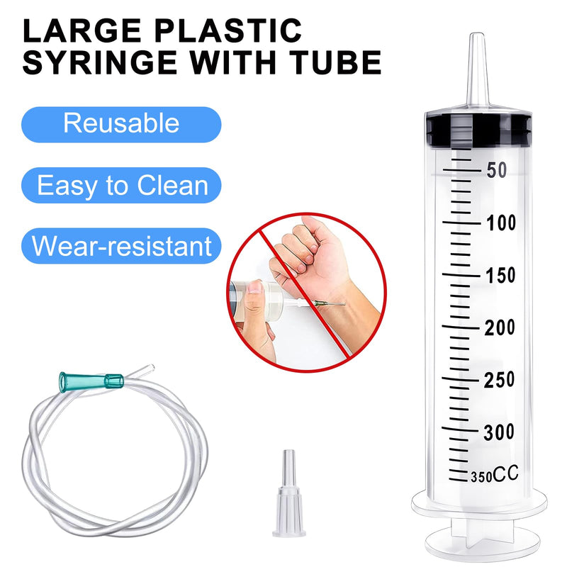 [Australia - AusPower] - Pack of 2 Large Syringe 250 ml 350 ml 550 ml, Plastic Syringe with Hose, Liquid Measuring Syrings, Dosing Syringe for Industry, Individually Sealed Syringe, Plastic Syringe for Laboratory (250 ml) 250ml 