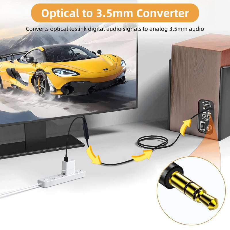 [Australia - AusPower] - 192KHz DAC Optical to 3.5mm Converter,Optical Audio Cable to AUX Cable Adapter,Digital to Analog Audio Converter for HDTV PS4 DVD Set-top Boxes (Unidirectional from O-ptical to AUX Only) 3.5mm to SPDIF 