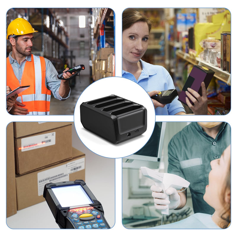 [Australia - AusPower] - Battery Charger for Zebra Symbol TC70 TC72 TC75 TC77 TC700h TC700k TC720l TC75x TC75EK TC75AH TC75GK TC700H TC700K TC77HL, 4-Slot Charging Cradle Charging Accessories for Scanner battery charger 