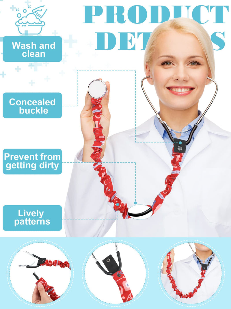 [Australia - AusPower] - 6 Pieces Stethoscope Cover Scrunchie Elastic Fabric Stethoscope Covers Sleeve Compatible with Stethoscope 6 Styles Stethoscope Neck Wrap for Nurse Doctor 
