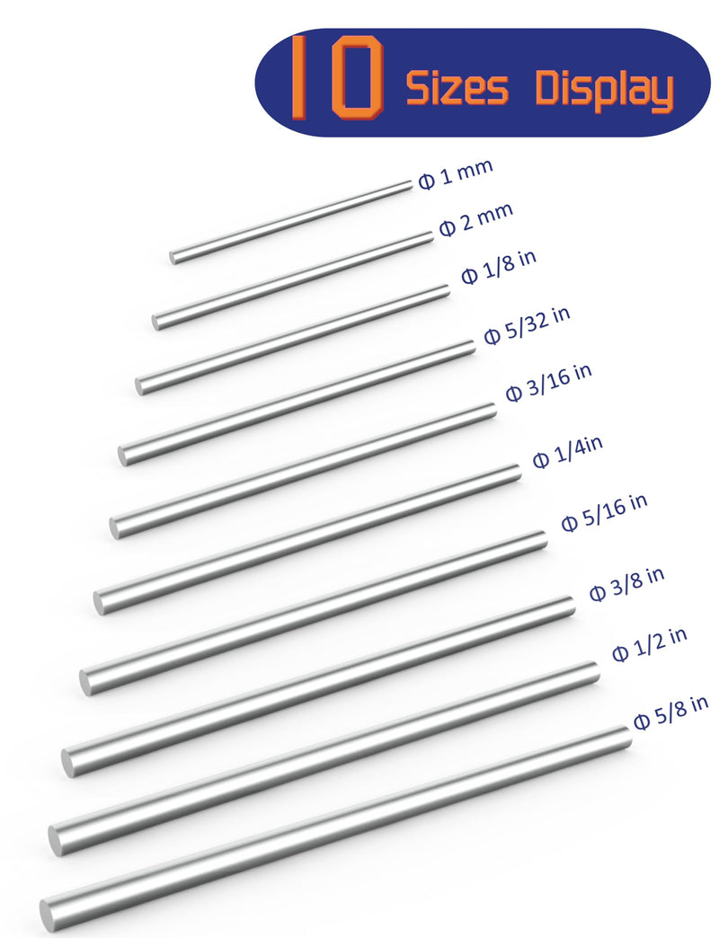12 Pcs 304 Stainless Steel Round Rods - 1/4" Dia x 12" Length - Solid Metal Shafts for Industrial Use, Metalworking & DIY Crafts,Precision Machining (12, 1/4 x12) 1/4 in x 12 in