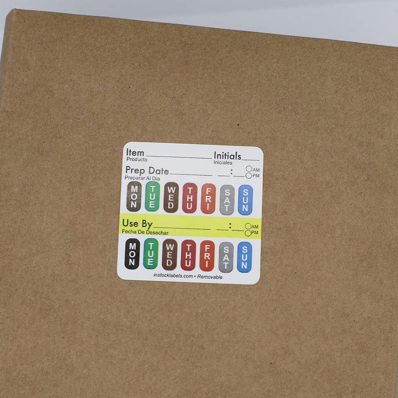 Removable Universal Labels for Food Rotation Use By Food Preparation Days of The Week Prep Date Stickers 2 x 2 Inch 500 Adhesive Removable Stickers