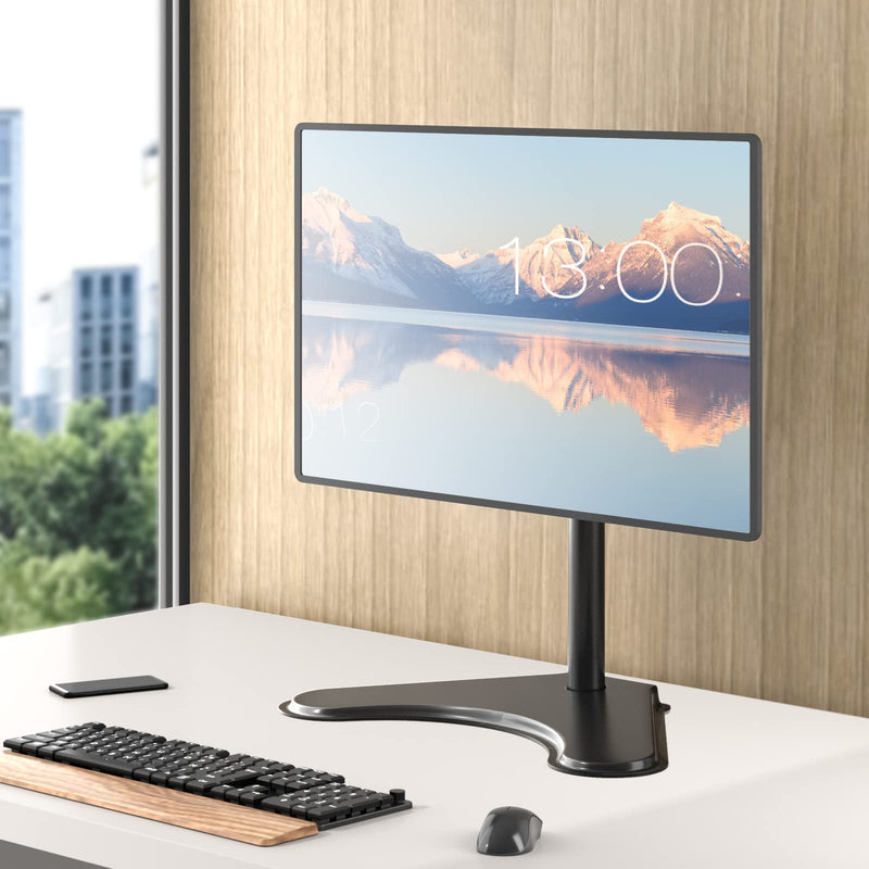 [Australia - AusPower] - WALI Single Monitor Stand, Adjustable Monitor Stand for One Screen up to 32inch, Universal Freestanding Monitor Stand for hp acer lg Monitor with monting Holes 75 to 100mm (MF001),Black Black 