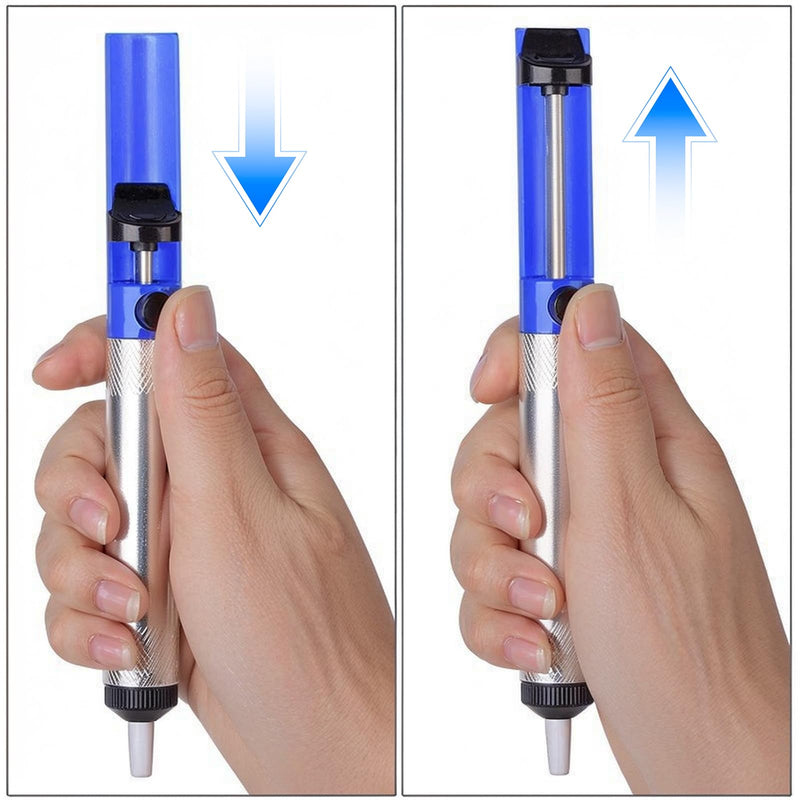 Desoldering Pump with Aluminum Housing 18.3 cm Soldering Suction, Manual De-soldering Heat Resistant Desoldering Pump Tool, Vacuum Soldering Removal Hand Tool (Blue)