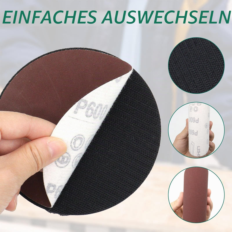 Sanding Discs Set of 80 with 2 M14 Sanding Discs 2 Shaft and 2 Buffer Pads, Sandpaper 125 mm Grit 40/60/80/120/180/240/320/600 for Angle Grinders