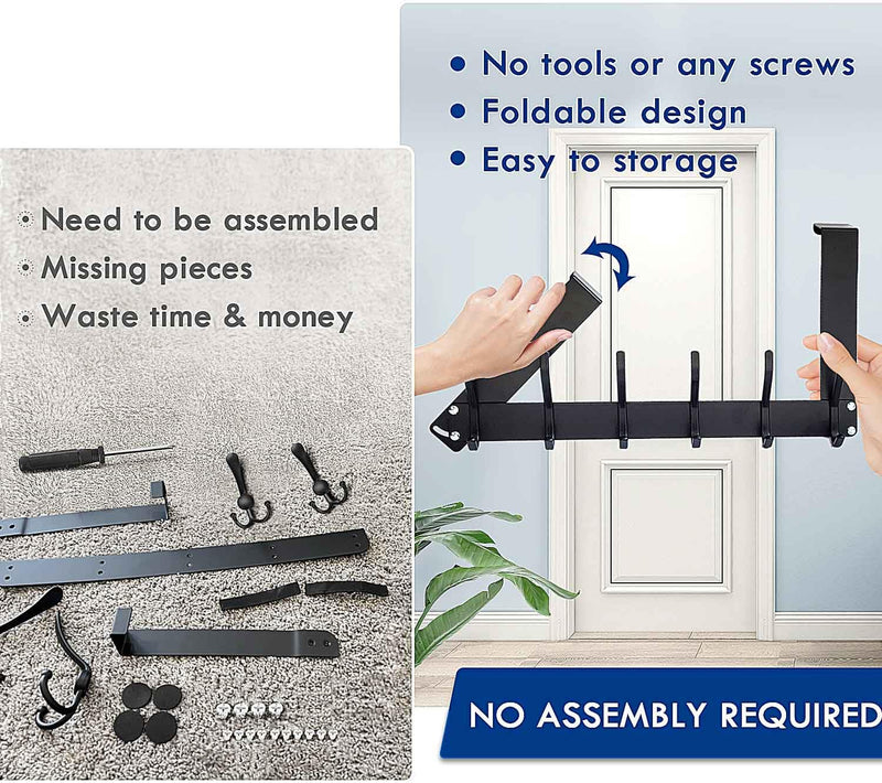 [Australia - AusPower] - Over The Door Hooks, No Assembly Required Door Hanger Hook, Sturdy Over The Door Coat Rack, Over Door Hanger Door Hooks for Hanging Clothes, Towels, Hats, Matte Black 1 Pack 