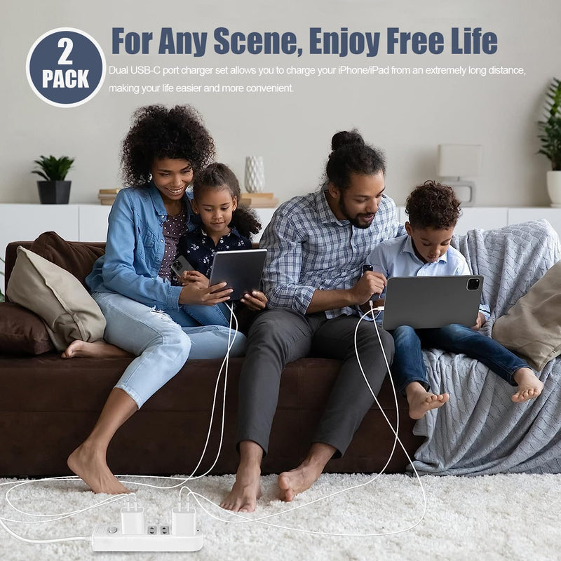 iPhone 17 Air/16e/15 Pro Max Charger Fast Charging, 2Pack 20W Dual USB C Fast Charger Block 10FT Long USB C to C Charging Cable Cord for iPhone 17/17 Pro/17 Pro Max/16 Pro Max/15 Pro/15 Plus/iPad Pro White 2Pack（10FT C-C） 2