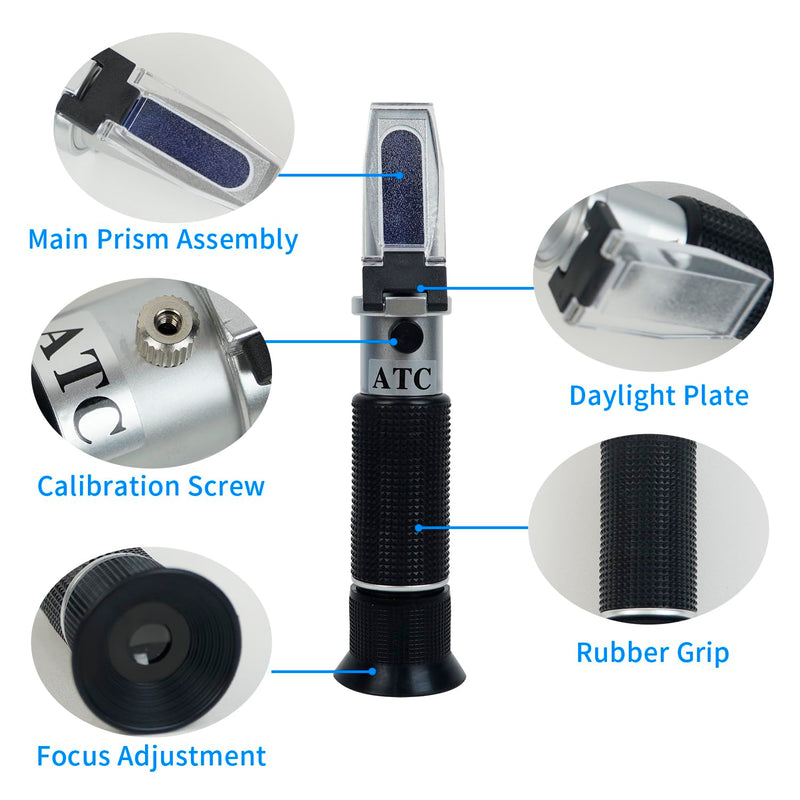 [Australia - AusPower] - Honey Refractometer with ATC, Portable Refractometer for Honey Moisture,Triple Scale (Honey Moisture: 12-27%, Brix: 58-90%, Baume: 38-43°),Ideal for Honey, Molasses,Maple Syrup,Fruit jam 