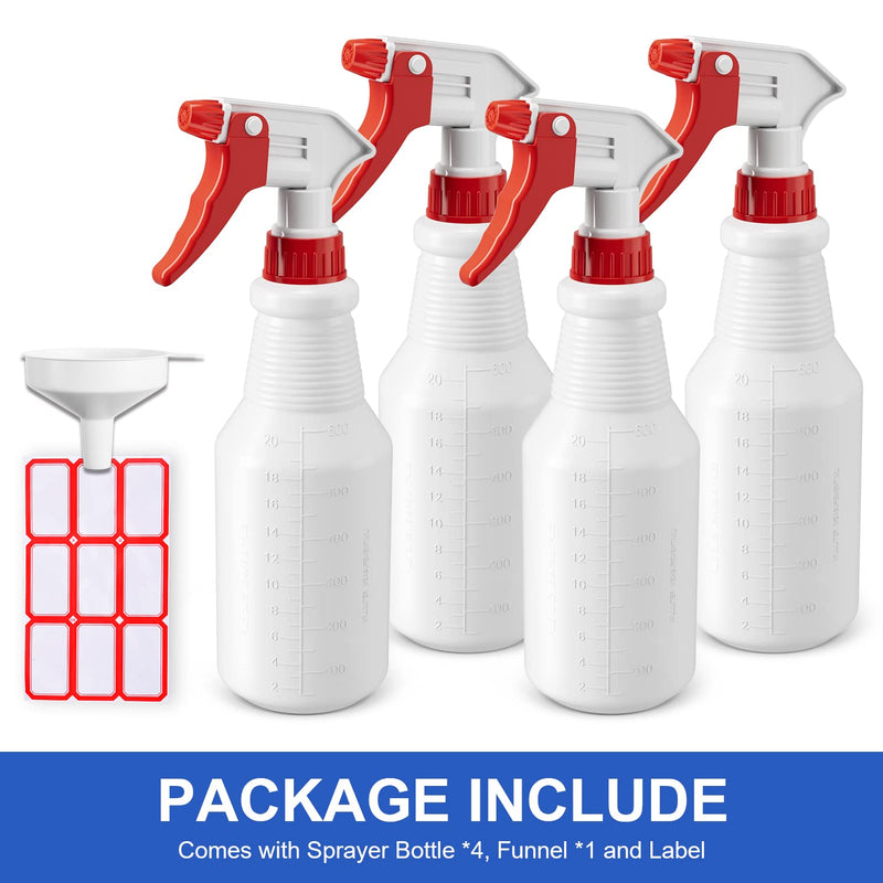 [Australia - AusPower] - Spray Bottles (4 Pack, 24 Oz) Refillable Empty Plastic Water Spraying Bottle for Cleaning Solutions, Hair Spray, Car Detail, Watering Plants, Heavy Duty Mist Stream Sprayer with Measurement 24 Oz, 4 Pack 