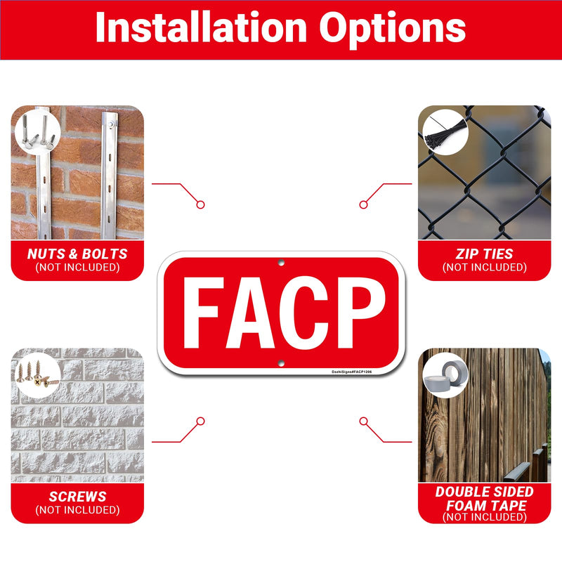 FACP Sign, Fire Alarm Control Panel Sign, 2Pack -12"x6" Rust Free Reflective Aluminum FACP Signs, Fade Resistant, UV Protected, Easy to Mount