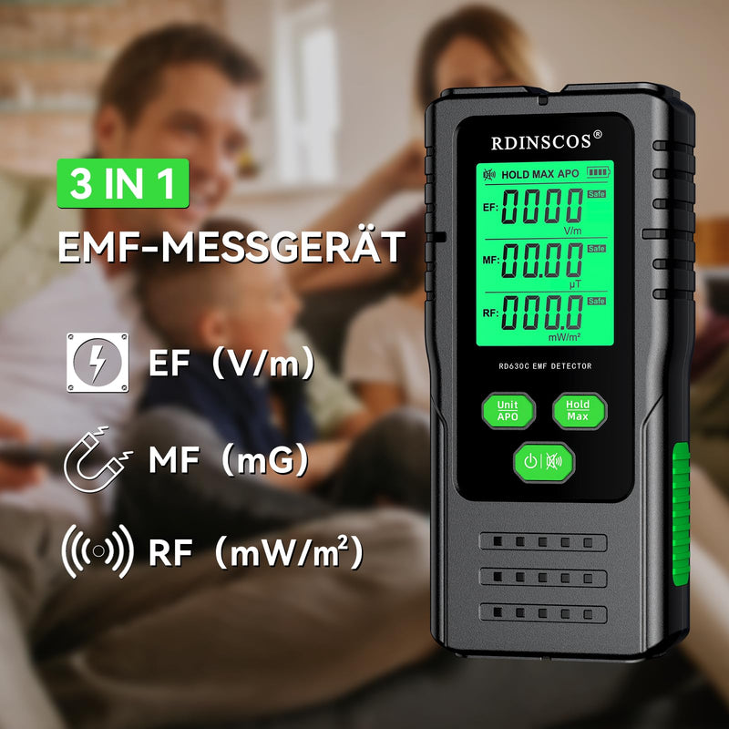 [Australia - AusPower] - (RD630C) EMF Metre Radiation Detector Digital Electromagnetic Fields Handheld EF/MF/RF Electromagnetic Radiation Metre with LCD EMF Inspections RD630C Color 