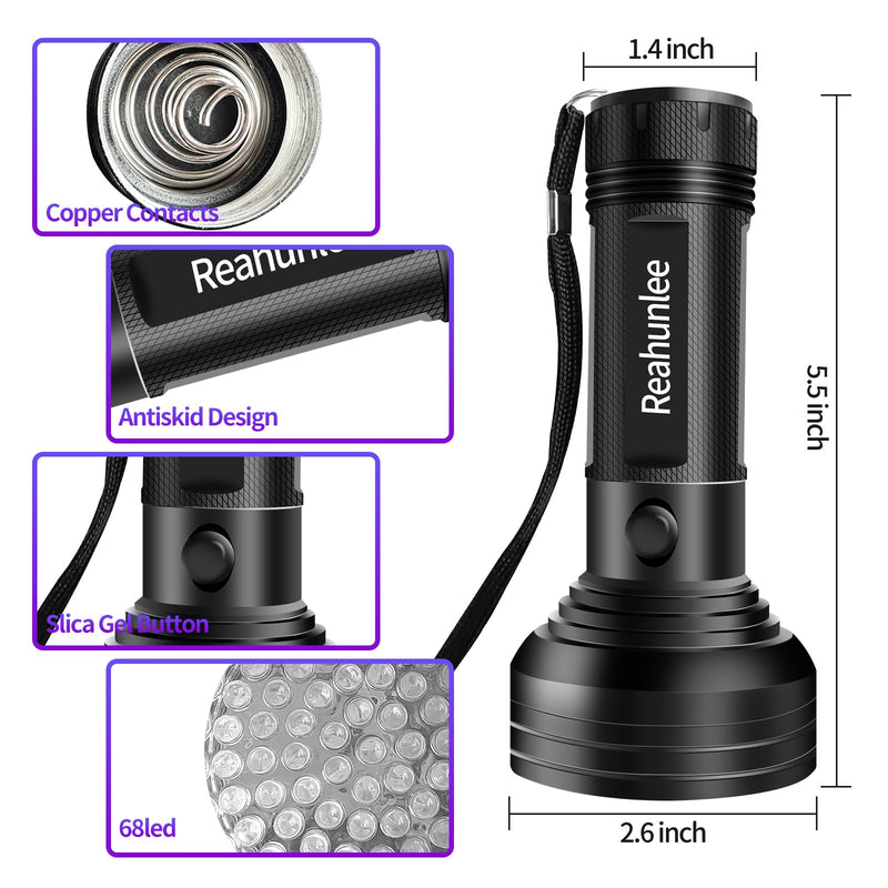 [Australia - AusPower] - Air Conditioner UV Dye Leak Detector, Pro Auto Oil AC UV Dye Leak Test Detection Tool Kit 68 LED A/C UV Flashlight Detector with Protective Glasses 
