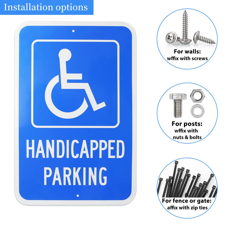 Handicap Parking Sign 2 Pack, Large 18"x12" Handicapped Sign for Parking Lot,Reserved Parking Sign,with Picture of Wheelchair Sign, Reflective Rust Free Aluminum,Waterproof,Easy to Mount