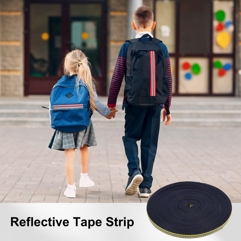PATIKIL Reflective Tape Strip, 0.4" x 150FT High Visibility Fabric Stripe Florescent Webbing Ribbon Sew on Warning Safety Tape for Bags Clothing Raincoats, Black-Yellow