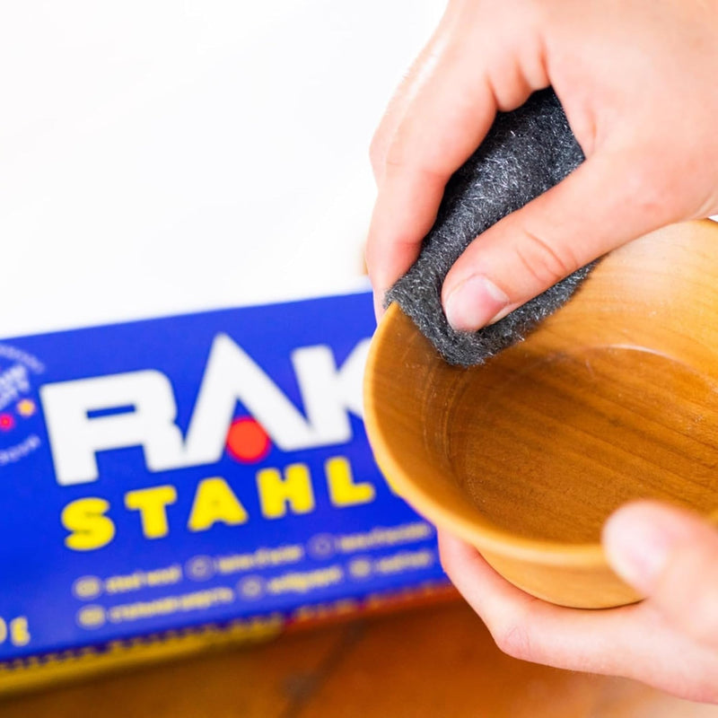 RAKSO Steel Wool Extra Fine 0000-200 g, 1 band, Polished Waxed Wood, Copper, Brass, Matte Surfaces, Cleans Glass 200 g (pack of 1)