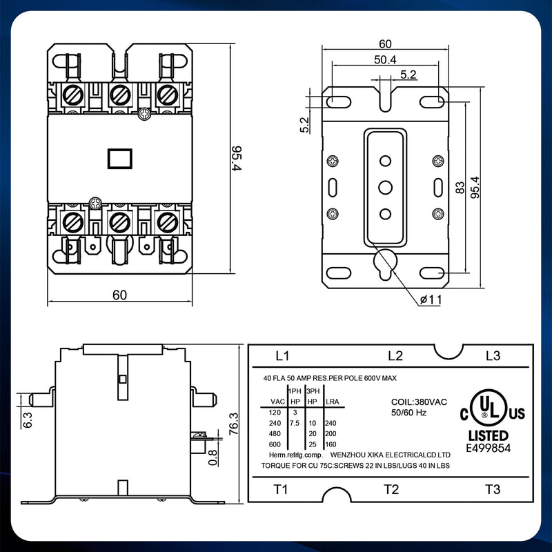 [Australia - AusPower] - Dreyoo Carrier HVAC Motor Contactor, 3 Pole 40Amp Air Conditioner Condenser Compressor Replacement Relays Compatible with C230B, Air Conditioner, Heat Pump, Refrigeration Systems (24V) 24.0 Volts 