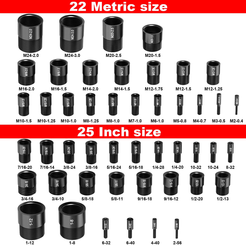 [Australia - AusPower] - Nut and Bolt Thread Checker, 47 PCS Nut and Bolt Gauges Individually Housed in Case (25 Inch & 22 Metric) Bolts Measuring, Bolt Size Finder Checker Thread Gauge for Quickly Identify 47 Thread Checker 