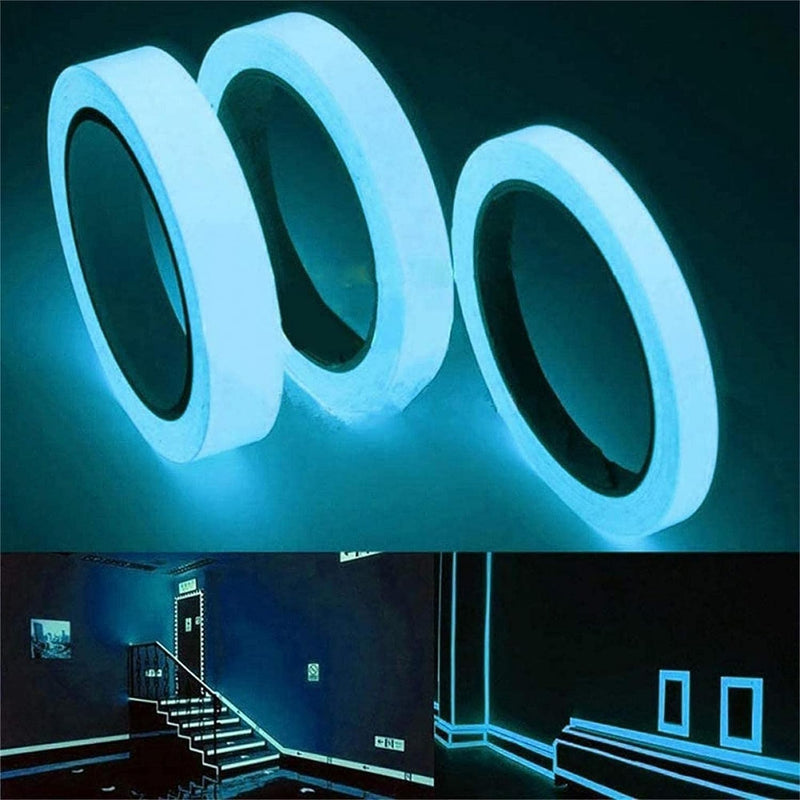 Glow in The Dark Tape, Fluorescent Spike Sticker for Stairs Walls Steps Safetys Exits Sign Warning Tape, Self-Adhesive Luminous Tapes (9.8 FT)