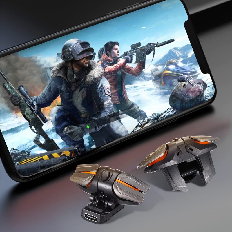 [Australia - AusPower] - Fone Mobile Gaming Triggers - Cell Phone Game Controller with Aim & Fire Triggers Compatible with iPhone and Phone, 1 Pair with 2 Pcs Gaming Sleeves Shots Fired 