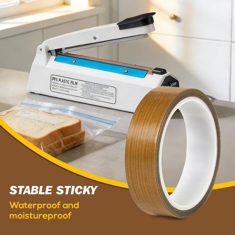 STKPACK Teflone Glass Cloth Tape (1 inch x 33 Feet x 0.18mm), High Temperature PTFE Heat Resistant Adhesive Tape Non-Stick Surface for Vacuum Sealer Machine, Heat Press, Packaging, Electrical Use 1inx33ft