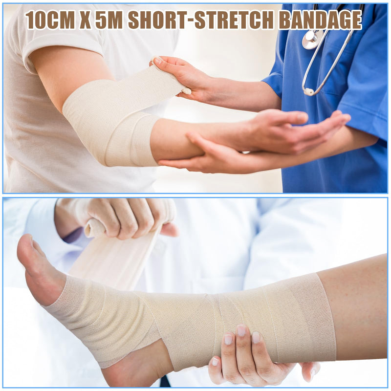 [Australia - AusPower] - Geiserailie 10 Pcs Short Stretch Compression Bandage Stretched Wrap Bandage Lymphedema Wraps for Legs Ankle Leg Swelling Edema (10cm X 5m) 10cm x 5m 