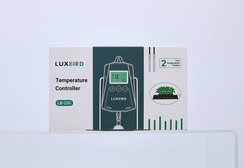 [Australia - AusPower] - LUXBIRD LB-2SC Digital Heating Mat Thermostat Controller with 2 Probes and 2 Outlets for Seedlings, Germination, Reptiles, Brewing, Breeding, Incubation, Greenhouse (Max 250W per Outlet) 