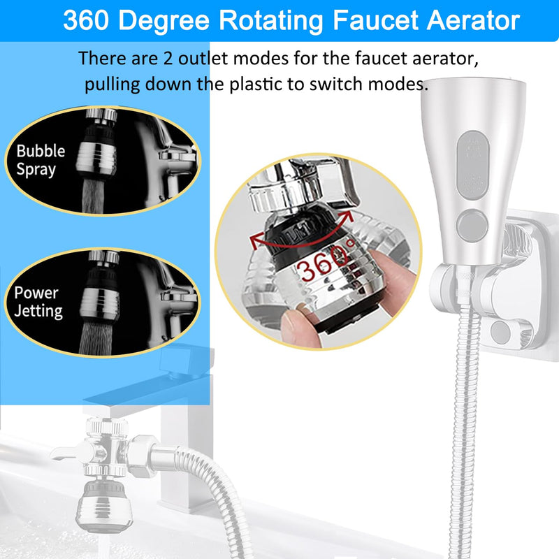 Kitchen Faucet Sink Sprayer Attachment, Sink Hose Sprayer with Aerator For Faucet with Brass Diverter and Stainless Steel Hose for Kithcen,Laundry Room, Bathroom Pet Shower,Hair Washing