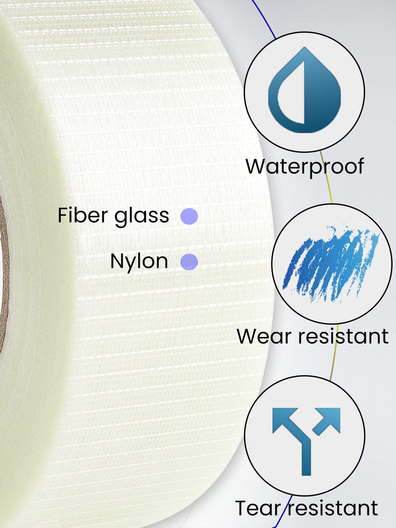 [Australia - AusPower] - Lichamp Strapping Tape 2 inches, 60 Yards Reinforced Packing Tape Wide Fiberglass Tape Filament Nylon Tape 