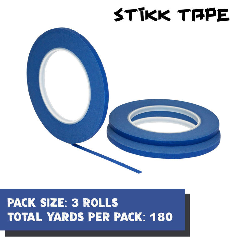 [Australia - AusPower] - STIKK Painters Tape - 3pk Blue Painter Tape - 1/4 inch x 60 yards - Paint Tape for Painting, Edges, Trim, Ceilings - Masking Tape for DIY Paint Projects - Residue-Free Painting Tape 