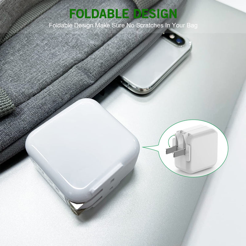 [Australia - AusPower] - iPad Charger, [MFI Certified] 2Pack Long 10FT Lightning Cord Charger Fast iPad Charging Foldable Portable Plug USB Wall Charger Block for iPad 9th 8th Generation,iPad Mini 5, 4, Air,Pro,iPhone,Airpods 