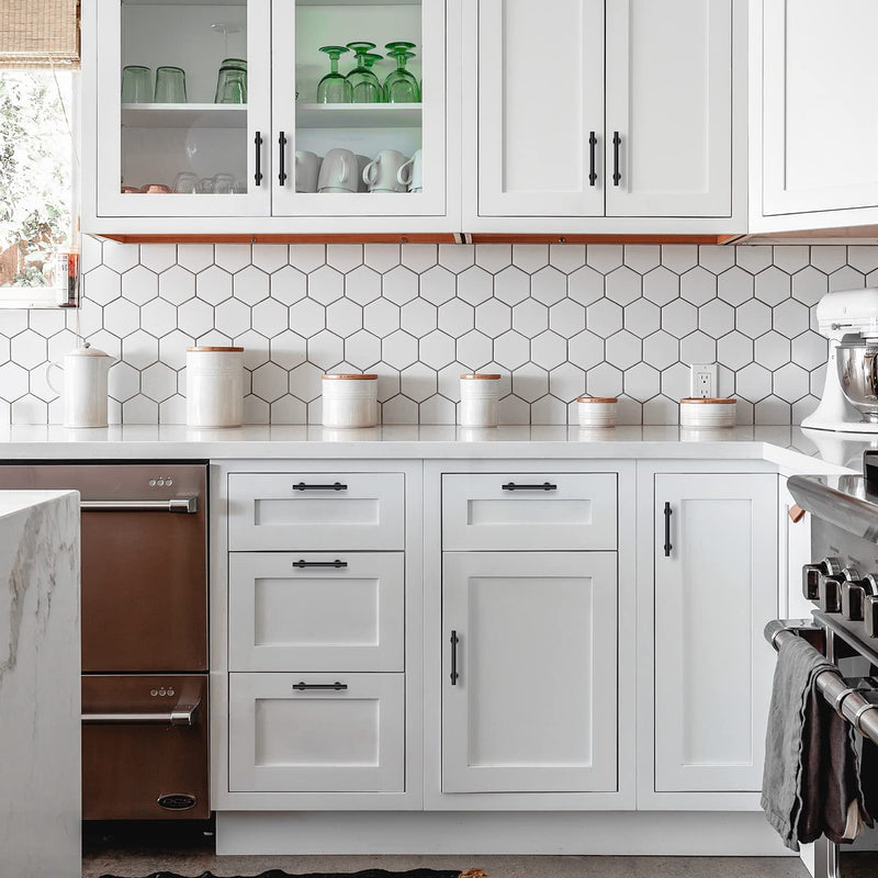 Black Cabinet Handles Black Cabinet Pulls 10 Pack 4 Inch Hole Center | Modern T-Bar Shape with Round Base, 6-3/8 Inch Overall Length, Easy Installation for Cabinets & Drawers