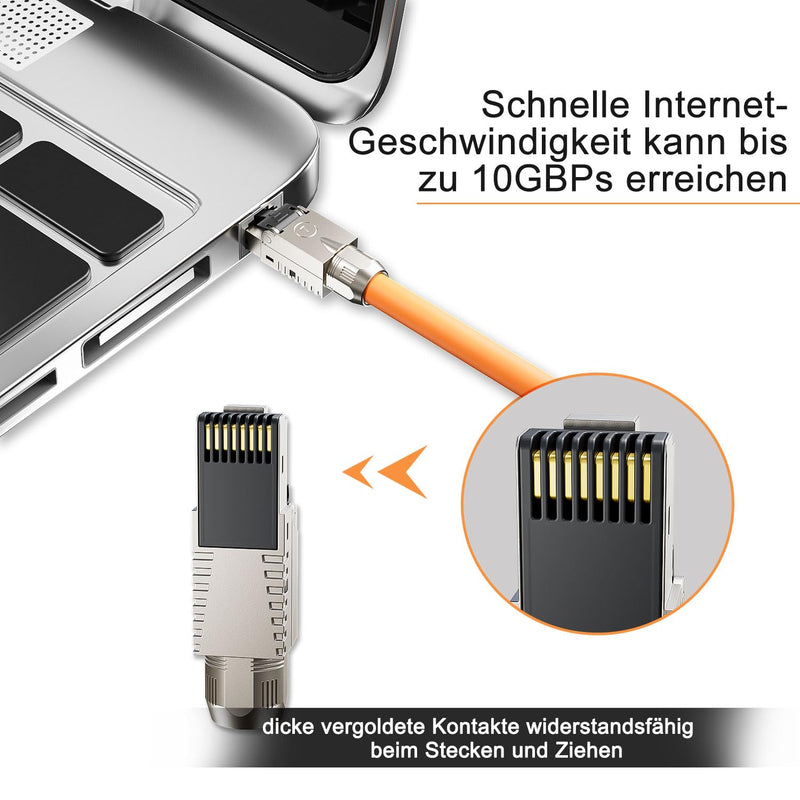 FGB RJ45 CAT7 Network Connectors 10Gbps 600MHz (Pack of 4) | Lan plug, shielded, LSA RJ45 plug, tool-free, for installation cable CAT7 / CAT6A AWG 22-24 4 pcs.