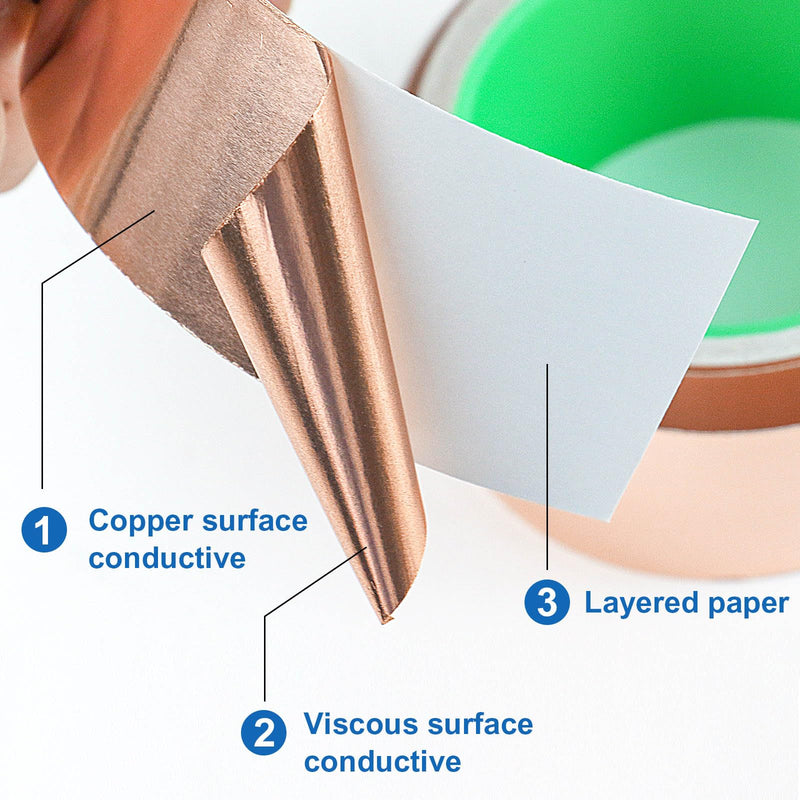 BOMEI PACK 2inch x 49ft Copper Foil Tape with Conductive Adhesive for Guitar and EMI Shielding, Crafts, Soldering, Stained Glass, Electrical Repairs, Grounding 1 Pack 2 inch x 49 ft
