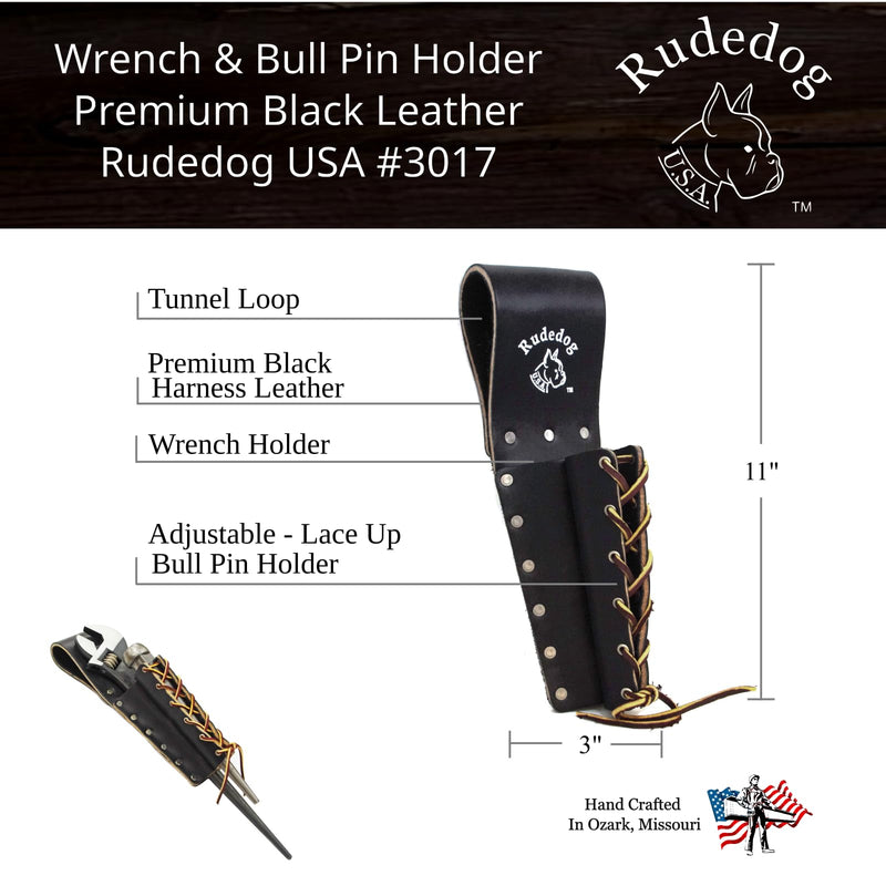 Spud Wrench and Bullpin Holder - Premium Black Leather - Rudedog USA #3017