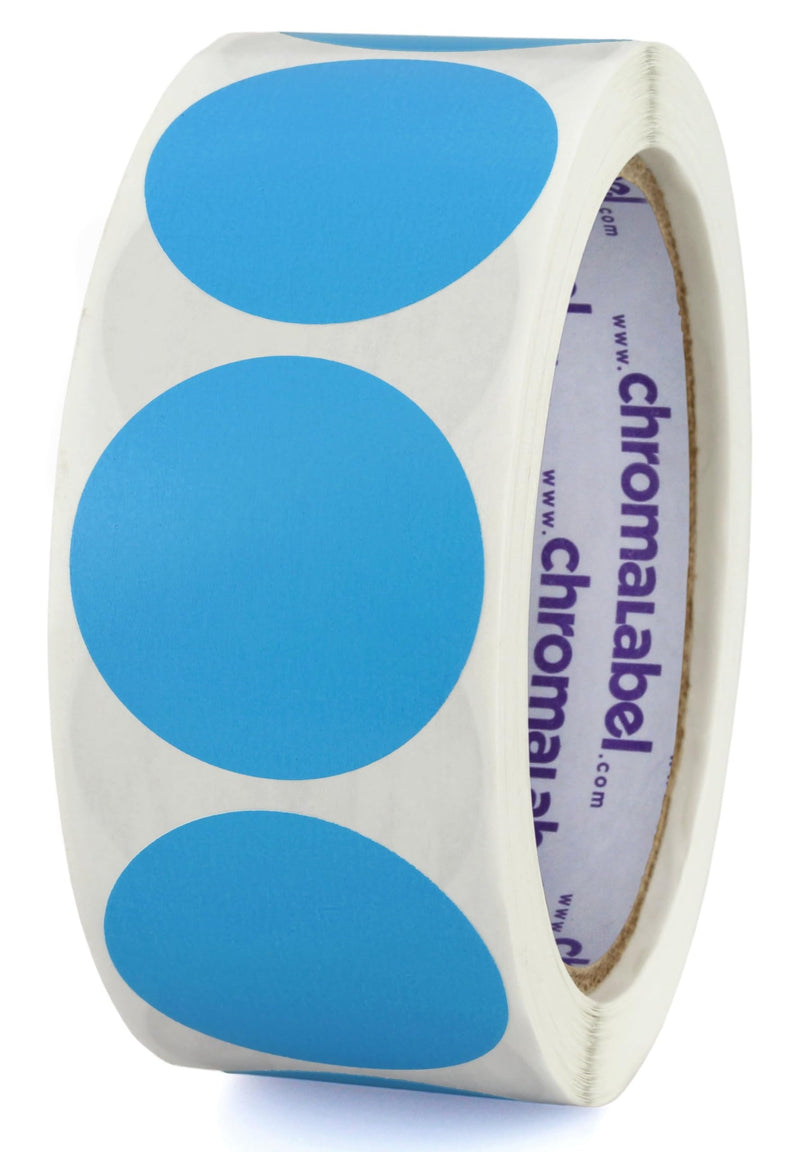 ChromaLabel 1.50 Inch Round Label Removable Color Code Dot Stickers, Inventory Label, 500 Labels per Roll, Light Blue