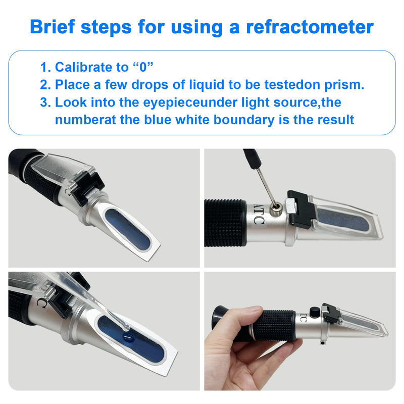 [Australia - AusPower] - 5-in-1 Refractometer for DEF Urea Concentration, Windshield Washer & PG/EG Antifreeze Freeze Point, Battery Specific Gravity - Refractometer for Coolant, Antifreeze, and Diesel Fluid 