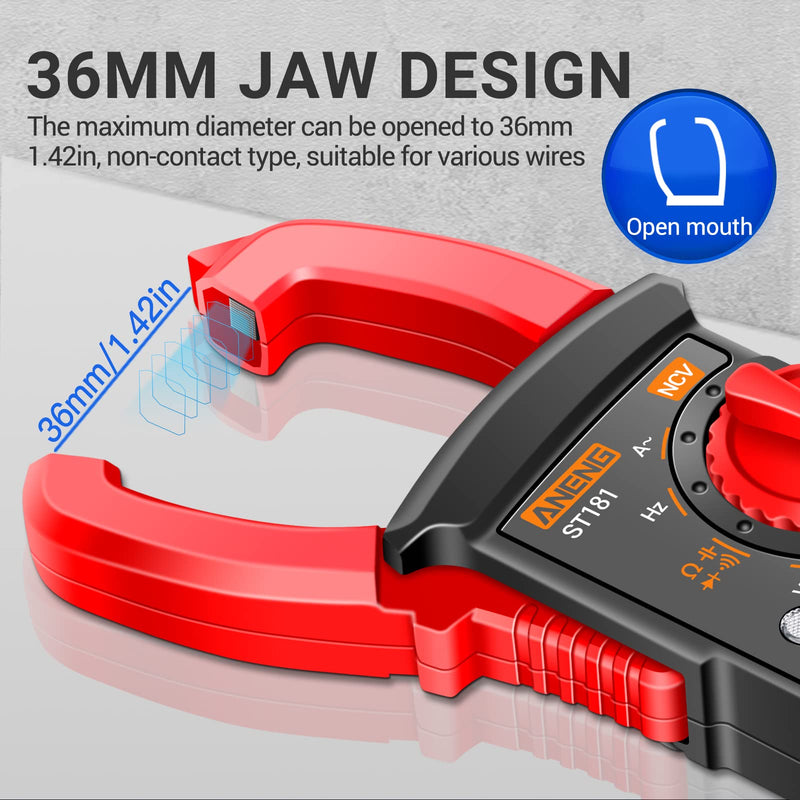[Australia - AusPower] - ANENG Clamp Meter Multimeter Tester with 1.2V Car Battery Tester,Measures AC Current, AC/DC Voltage,Capacitance, Resistance, Diodes, Continuity Frequency Electrical Tools 